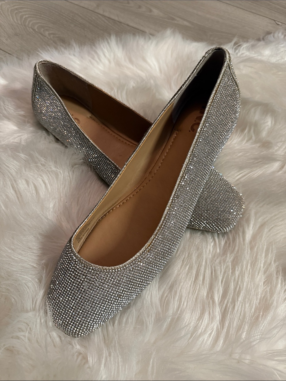 I. N. C. - Sparkle Rhinestone Pointed Toe Flats - Silver Size 10